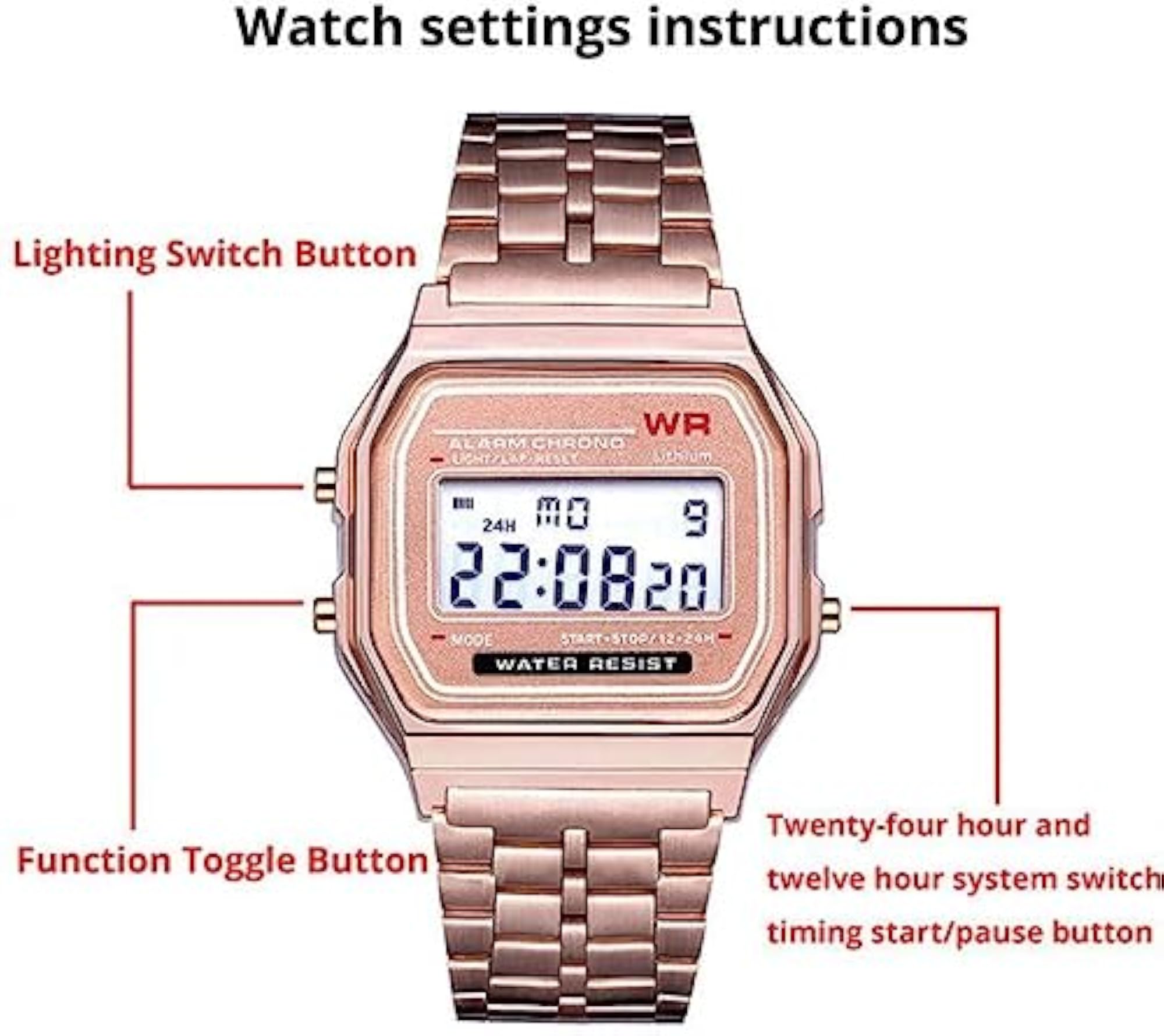 Unisex Vintage Digital Square Dial Wrist Watch